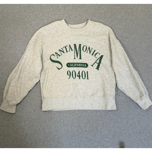 Abercrombie & Fitch Crewneck Sweatshirt Santa Monica Preppy Gray Size S - Picture 2 of 8